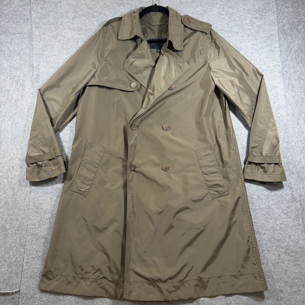 Banana Republic Trench Coat Mens L Olive Double Breasted Belted Preppy Lightweig